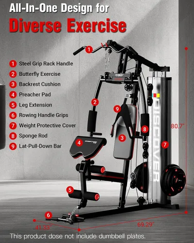 Miniatura 2 de HARISON Gimnasio en casa - Equipo de entrenamiento de cuerpo completo, equipo de ejercicio, equipo de fitness, equipo multifuncional de gimnasio