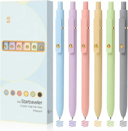 Miniatura 16 de FIOVER Bolígrafos de gel, juego de 5 bolígrafos de tinta negra de punta media de 0.7 mm con escritura suave y agarre cómodo, bolígrafos estéticos