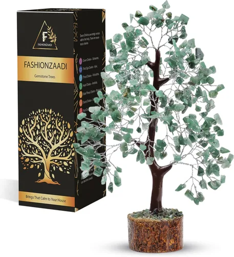 FASHIONZAADI - Árbol de cristal de aventurina verde, cristales y piedras, árbol de gemas, decoración de piedras preciosas curativas y cristales para