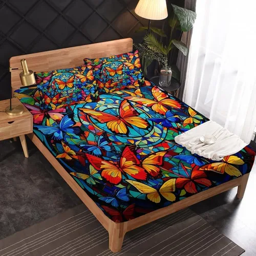 Miniatura 2 de Sábanas de mariposa tamaño California King – Sábanas de microfibra suave y bolsillo profundo, sábanas y fundas de almohada sin arrugas, 1 sábana
