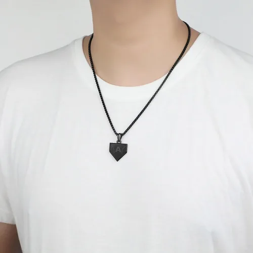Miniatura 4 de Collar con inicial de la A a la Z para niños, de acero inoxidable, con dije de escudo de letra, cadena de 22 + 2 pulgadas, inspirador de béisbol