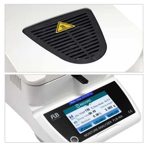 Miniatura 5 de Analizador de humedad Español Inglés Alemania Menú Medidor de balanza 0.01% Legibilidad 0.001g 110V 3 Modos de secado Pantalla táctil Interfaz RS232