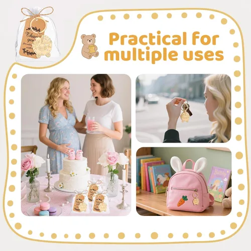 Miniatura 5 de 50 llaveros con forma de carro de bebé para baby shower, llavero de oso para regalos de juegos, regalos, decoración, recuerdos para invitados a