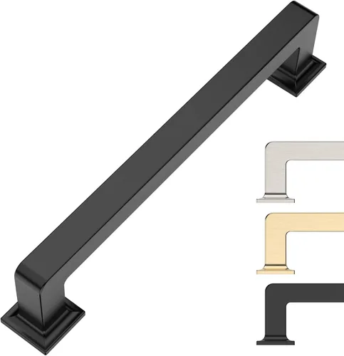Miniatura 50 de 9BUILD Paquete de 6 pomos de latón cepillado de 1.2 pulgadas para gabinetes, pomos dorados para cajones, perillas cuadradas para gabinetes
