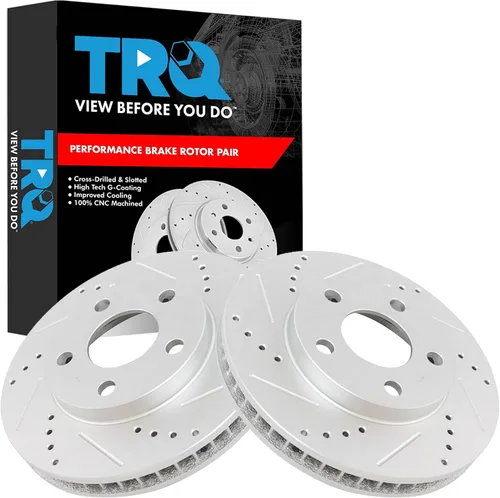 Miniatura 326 de TRQ Juego de rotores de freno de rendimiento trasero con revestimiento G premium compatible con Mazda 6 2014-2021