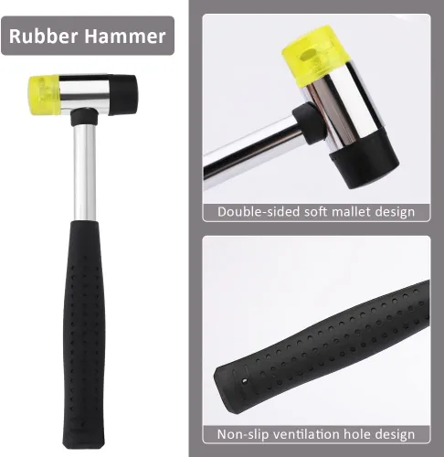 Miniatura 3 de Herramientas de estampado de cuero de 21 piezas, kit de estampado de cuero con martillo de goma para trabajo de cuero