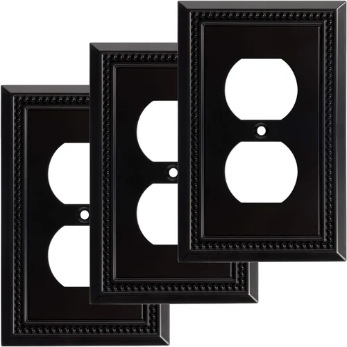 Miniatura 16 de Henne Bery Sunken Pearls - Placa de interruptor/placa de pared y cubierta de salida (decorador individual, 2 unidades, negro mate)