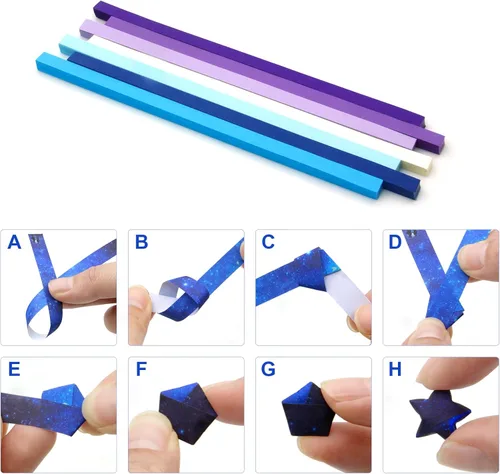 Miniatura 3 de 2160 tiras de papel de origami con purpurina para decoración de estrella de la suerte, manualidades de bricolaje y arte manual