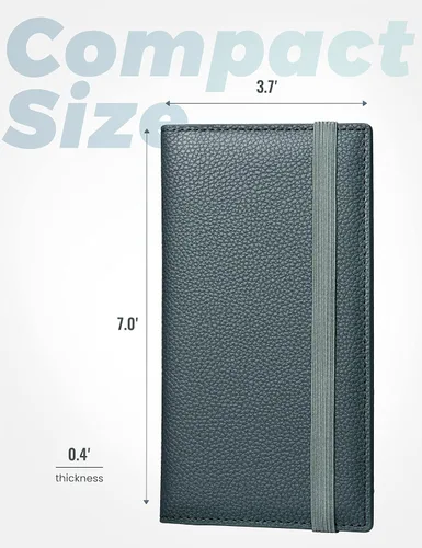 Miniatura 135 de Yarnic Funda para chequera personal, soporte para chequera con soporte para bolígrafo y divisor de plástico transparente integrado para cheques Rosa