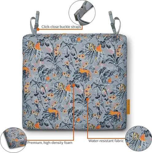 Miniatura 4 de Classic Accessories Vera Bradley - Cojín de asiento de patio resistente al agua, 19 x 19 x 3 pulgadas, color gris y dorado, cojines de asiento