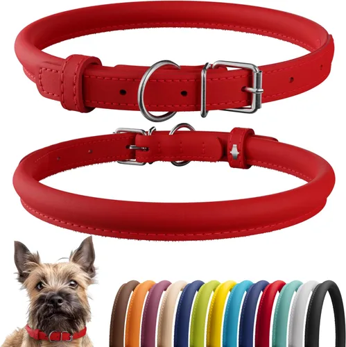 Miniatura 96 de CollarDirect Collar de perro con tachuelas, collares de cuero para mascotas para perros pequeños, medianos y grandes, acolchado suave, marrón, negro