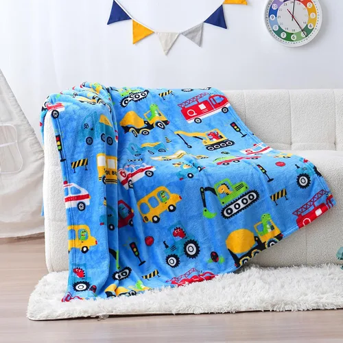 Miniatura 2 de SOCHOW Manta de Vellón con Diseño de Carro Camión Lindo para Niños y Niñas, Manta de Franela Suave Ligera Acogedora y Cálida para Cama de Niños