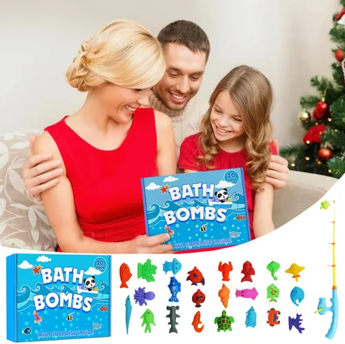 Miniatura 5 de Bombas de baño para niños con juegos de pesca sorpresa en el interior para niñas y niños, juego de regalo de 20 bombas de baño para niños, bomba