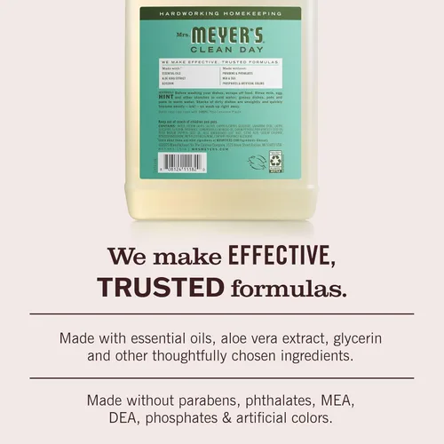 Miniatura 4 de MRS. MEYER'S CLEAN DAY - Repuesto de jabón líquido para platos, albahaca, 48 onzas líquidas