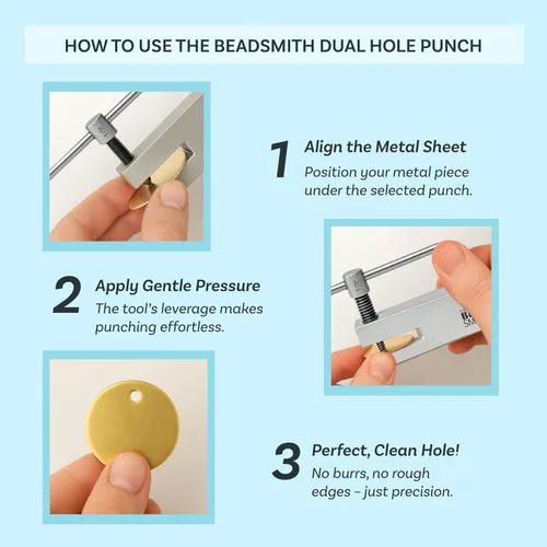 Miniatura 4 de The Beadsmith Herramienta de perforación vintage – Doble punta de 1/16" y 3/32", punzón de metal de precisión para fabricación de joyas, cuero