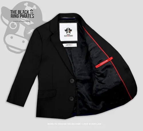 Miniatura 4 de Traje de primera clase para niños Black n Bianco Slim Fit estilo ligero. Presentado por Baby Muffin.