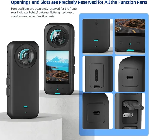 Miniatura 3 de Funda protectora para cámara de acción panorámica Insta360 X3, cubierta completa de silicona, color negro