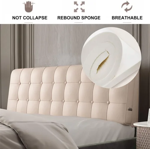 Miniatura 2 de Almohada de lectura con respaldo de cabecera rectangular, cojín de respaldo de cuña grande para reposo en cama, cojín extraíble para dormitorio