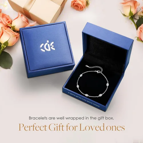 Miniatura 7 de CDE Pulsera de piedra natal para mujer, plata de ley 925, con eslabones de mal de ojo, gótico, negro, angular, con circonita cúbica, aniversario