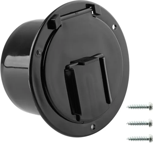Miniatura 11 de Halotronics Escotilla redonda eléctrica de 4 1/4 pulgadas para cables de 30 amperios de RV (negra)