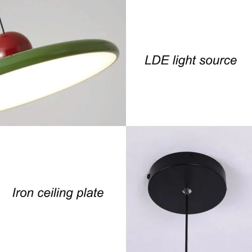 Miniatura 2 de Modern Disc Pendant Light Fixtures, Three Color Dimming Acrylic Shade Hanging Pendant Lamp with Globe Finish, Black Metal Dome Adjustable Cord Green