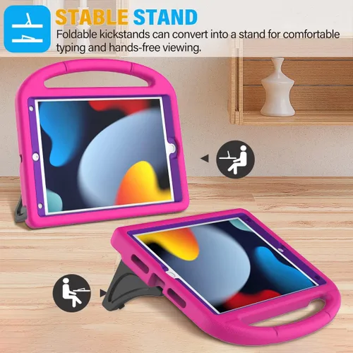 Miniatura 4 de SUPLIK Funda para niños para iPad de 9ª/8ª/7ª generación - 10.2 pulgadas 2021/2020/2019 Funda con protector de pantalla integrado, asa resistente a