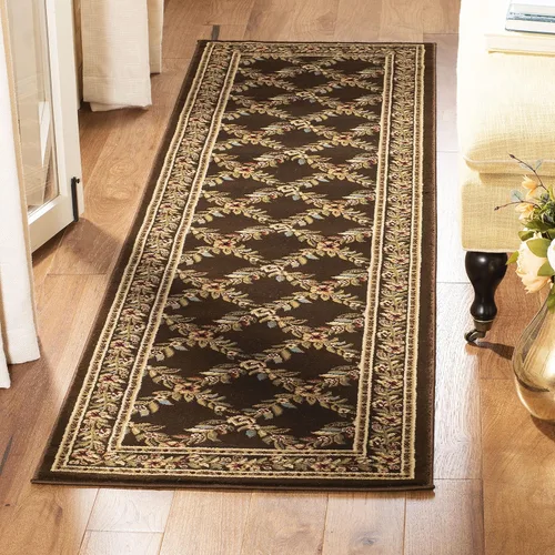 Miniatura 35 de SAFAVIEH Lyndhurst Collection - Alfombra de pasillo, 2 pies 3 pulgadas x 8 pies, color negro y marrón, diseño tradicional de enrejado floral,