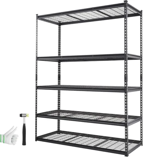 Miniatura 9 de VEVOR Estantes de almacenamiento, 2500 libras, estantería de garaje resistente de 5 niveles, 18 pulgadas de profundidad x 48 pulgadas de ancho x 72