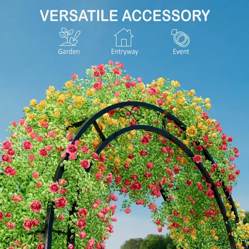 Miniatura 4 de Arbuxzuy Arco de Jardín de Acero de 102 pulgadas Pérgola Enrejado para Plantas Trepadoras Exterior, Patio, Arco de Jardín Ancho Resistente Duradero