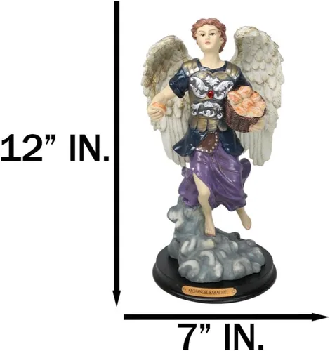 Miniatura 7 de Ebros Iglesia Católica Ortodoxa Ortodoxa Oriental Bizantina Colorido Arcángel Barachiel La Provisión de Dios Estatua con placa de nombre de latón