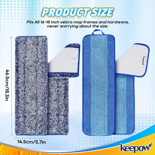 Miniatura 5 de KEEPOW Almohadilla de limpieza de microfibra de 18 pulgadas, almohadillas de repuesto para mopa para pisos de madera dura, almohadillas