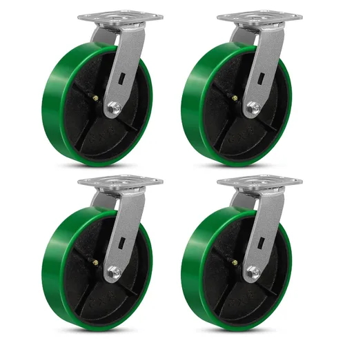Miniatura 38 de Ruedas giratorias, ruedas industriales de 4 pulgadas resistentes, poliuretano en rueda de acero, ruedas giratorias de placa superior