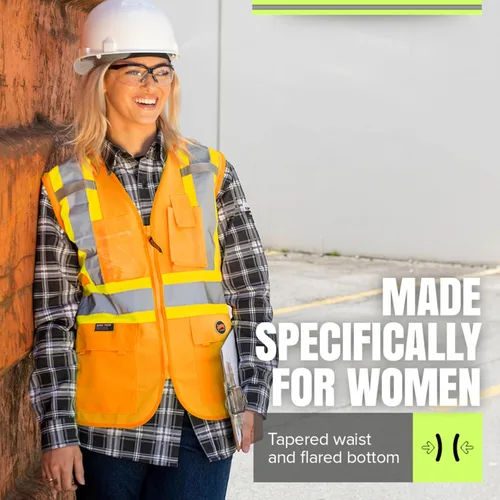 Miniatura 2 de Pioneer Chaleco de seguridad para mujer con bolsillos - Cinta reflectante de alta visibilidad - Para la construcción - Naranja