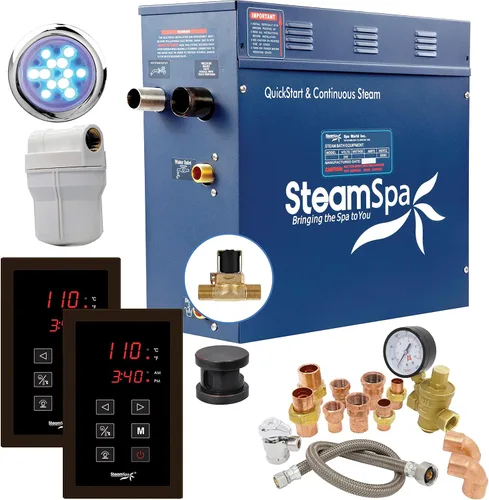 Miniatura 21 de Generador de sauna de vapor de 4.5kW, paquete ejecutivo, generador de vapor de 240 V con panel táctil, cabezales de vapor, válvula de alivio