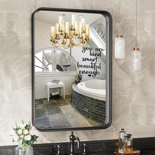 Miniatura 4 de Paquete de 2 calcomanías de espejo de afirmación positiva, calcomanías de pared motivacionales de vinilo para baño o dormitorio, citas alentadoras