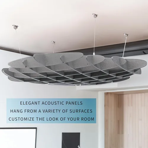 Miniatura 2 de VIVO Panel Acústico de Techo Tipo Waffle, Absorbedor de Sonido Colgante Hexagonal, Candelabro Moderno de Reducción de Ruido, Gris Oscuro, PP-CW01D