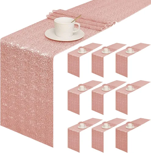 Miniatura 12 de Sugargirl Paquete de 10 caminos de mesa de lentejuelas de 12 x 72 pulgadas, camino de mesa verde manzana con purpurina para suministros de fiesta