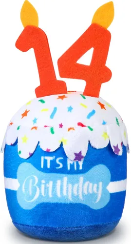 Miniatura 10 de Dansydaisy Accesorios de juguete de pastel de cumpleaños para perros, regalos para niñas y niños, juguete de peluche chirriante para decoración