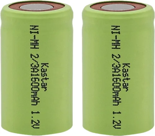 Kastar Paquete de 2 baterías Ni-MH de repuesto de 2/3A 1.2V 1600mAh para dispositivos controlados por radio, herramientas y juguetes eléctricos,