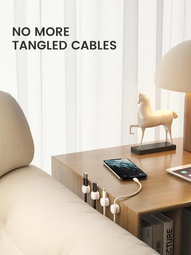 Miniatura 2 de Clips magnéticos para cables [bloqueo 1s], organizador de cables adhesivos para mesita de noche, paquete de 6 clips de gestión de cables