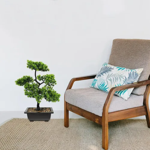 Miniatura 9 de Yardwe Árbol de pino bonsái artificial: plantas de imitación de pino en maceta, arreglos florales acogedores, decoración de Feng Shui, centros