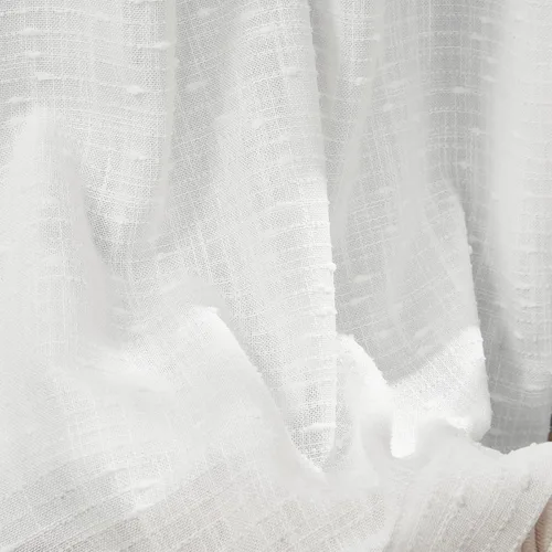 Miniatura 4 de Cortinas plisadas transparentes para sala de estar, con pestaña trasera, cortinas transparentes de gasa con textura de lino para dormitorio, 2 Blanco