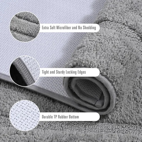 Miniatura 5 de HOMORE Alfombra de Baño Gris de 24x17 Pulgadas Suave Absorbente de Microfibra Alfombras Pequeñas de Baño, Alfombra de Baño Corredor Lavable