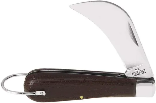 Miniatura 2 de Klein Tools Cuchillo de bolsillo 1550-4, cuchillo de electricistas con hoja de corte Hawkbill de 3 pulgadas de acero al carbono