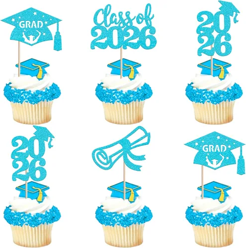 Miniatura 21 de 24 piezas de decoración de cupcakes de graduación para fiesta 2026, selecciones de cupcakes de noche de graduación 2026, decoraciones para pasteles
