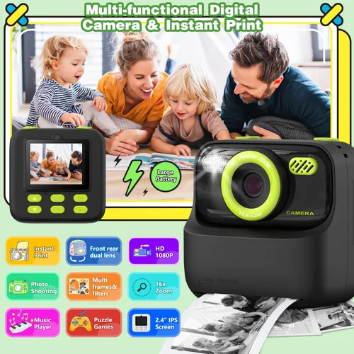 Miniatura 2 de Masterbee Cámara de Impresión Instantánea para Niños, Regalos de Cumpleaños para Niños y Niñas, Cámara Digital para Niños, Video HD 1080P, Regalos