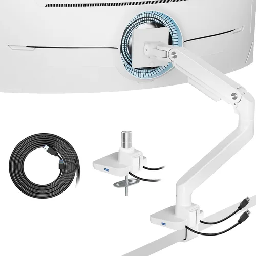 Miniatura 10 de ARES WING Brazo de monitor ultraancho para pantalla curvada de servicio pesado de 17 a 49 pulgadas, soporta 44 libras, brazo de monitor ajustable