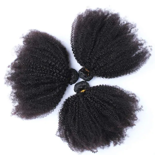 Miniatura 3 de Paquetes de cabello humano rizado afro mongol de 8, 8, 8 pulgadas, 4B 4C, afro, a granel, cabello humano virgen sin procesar, extensiones de cabello