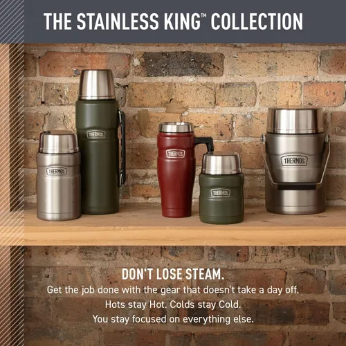 Miniatura 8 de THERMOS Stainless King Vacuum-Insulated Food Jar with Spoon, 16 Ounce, Matte Army Green