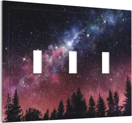 Miniatura 112 de Cubiertas de placa de pared de 3 gang con interruptor de luz de triple palanca, en negro y dorado con esplendor de oro rosa, estampado floral